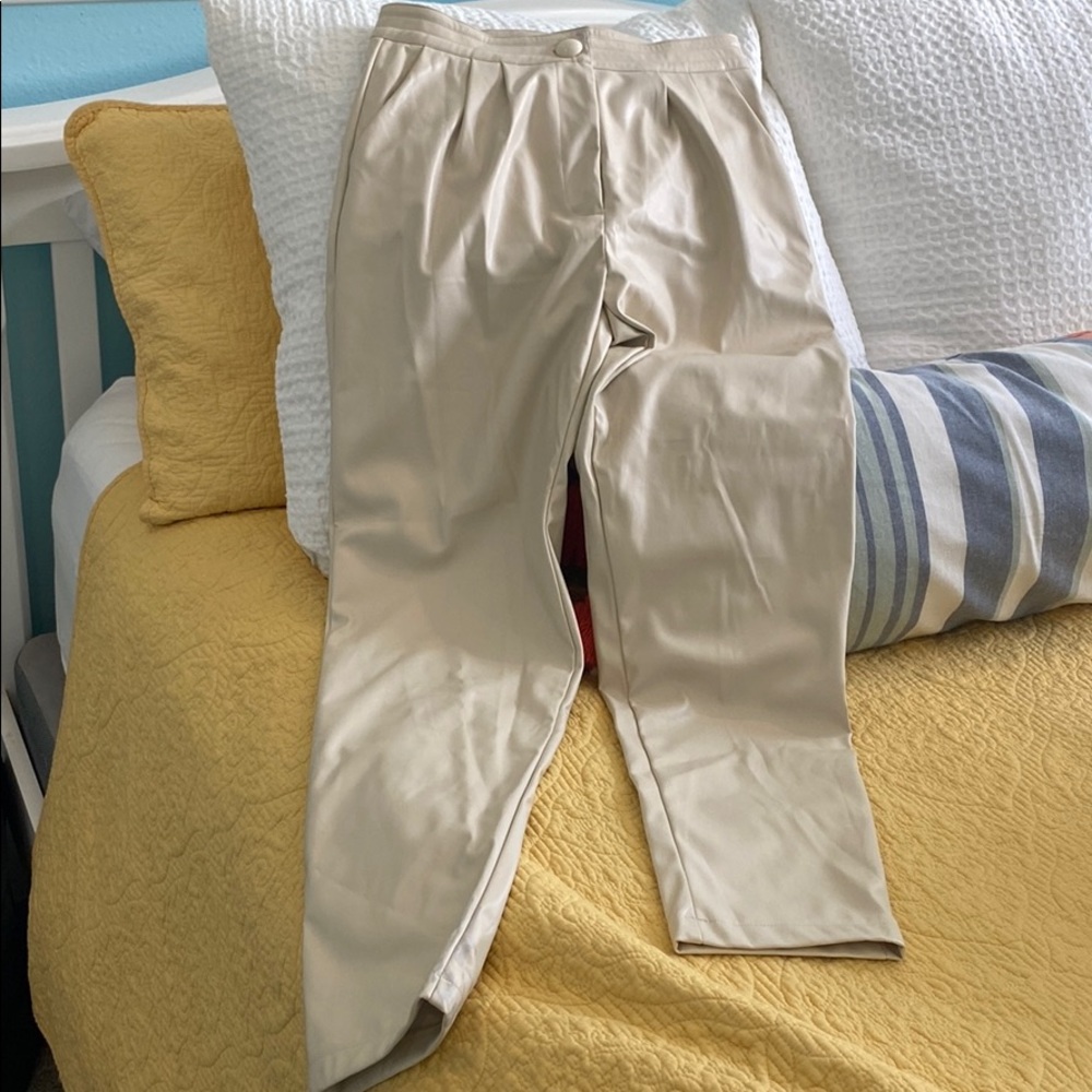 Princess Polly Cream Leather pants size 6